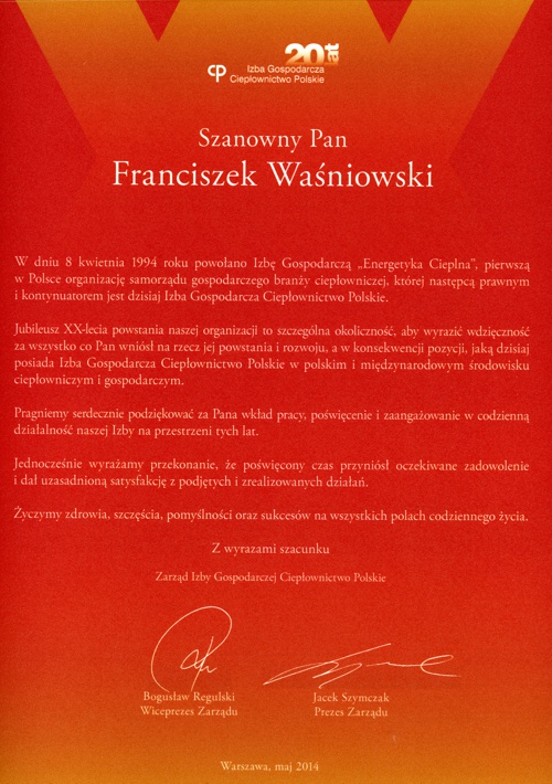 PEC S.A. Wałbrzych - Certyfikaty, nagrody, podziękowania