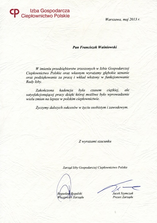 PEC S.A. Wałbrzych - Certyfikaty, nagrody, podziękowania