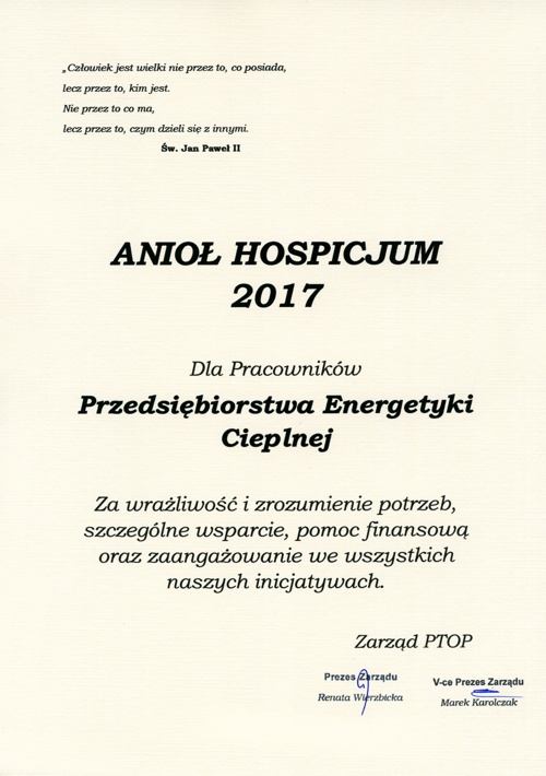 PEC S.A. Wałbrzych - Certyfikaty, nagrody, podziękowania